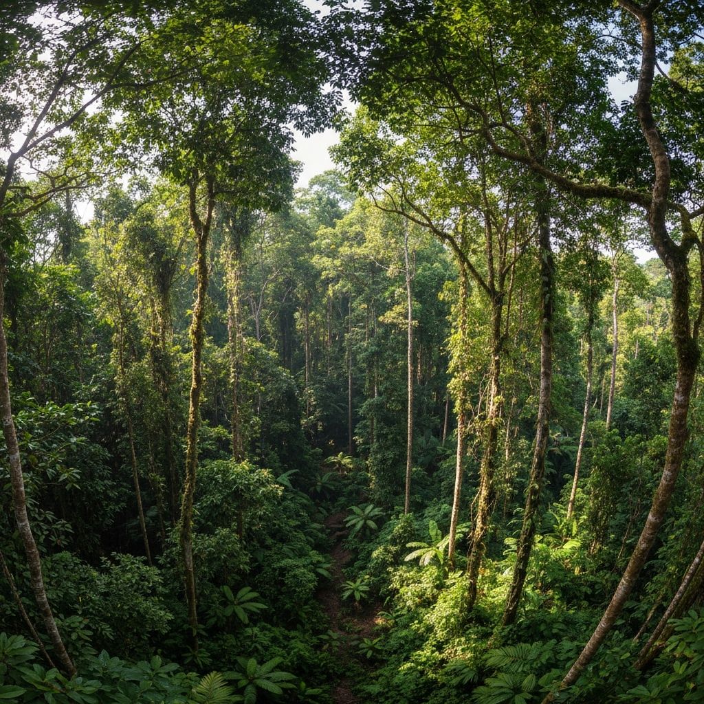 Lush Indonesian rainforest canopy
